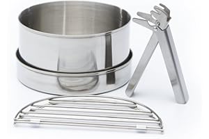 Camping Cook Set – SMALL for 'Trekker' Kelly Kettle® | Stainless Steel | Includes a 0.45 ltr Pot, Pan/lid, 2 piece grill, Gripper | Customise your Kettle Kit | For Hiking & Backpacking | 0.22kg