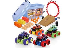Wheelz Monster Truck Stadium Set - Monster Truck Toys For 3-6 Year Old Boys - Includes 4 Monster Trucks, Storage Tub & Accessories - Boys Car Toys Age 3 Plus