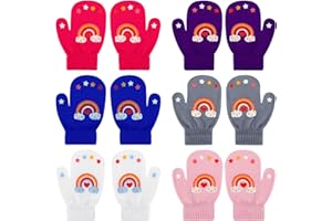 QKURT Toddler Mittens, Children's Magic Gloves Winter Warm Gloves with Rainbow Pattern Stretch Mittens fit for 1-3 Years Kids Baby Girls