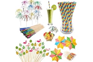 ‎CATELVES Catelves 140 Stück Cocktail Deko, Cocktail Zubehör Deko, Cocktail Schirmchen, Cocktail Zubehör, Cocktailschirmchen, Cocktail Dekoration, Schirmchen Cocktail, Cocktail Deko Strohhalme,Deko Schirmchen