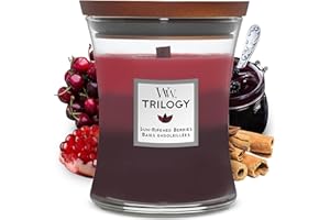 WoodWick Trilogy candela profumata a clessidra media con Pluswick InnovationFrutti di bosco maturati al sole