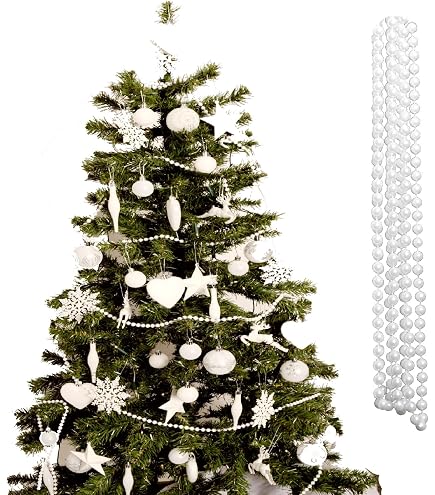 Guirlande De Perles Blanches 30 Mètres - Décoration Mariage, Noël, Sapin, DIY, Perles En Plastique Léger Et Brillant