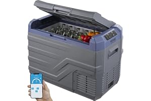 VEVOR Frigorifero per Auto, Frigo per Auto 12V, Congelatore Portatile a Zona Singola 37L con Luce Incorporata, -4℉-68℉, 12/24V DC e 100-240V AC Compressore per Esterni, Campeggio, Camper, RV