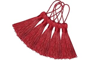 HETUYON Handmade Bookmark Tassel DIY Craft: 20pcs Mini Silky Chinese Knot Pendant with Cord Loop for Jewelry Earrings, Garland, Graduation, Party, Keyring and Small Home Hanging Decoration (Wine Red)