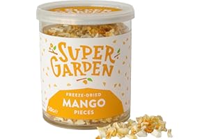 SUPERGARDEN Super Garden mango liofilizado en trocitos - Producto 100% puro y natural - Apto para veganos - Sin azúcares, aditivos artificiales ni conservantes añadidos - Sin gluten - No OMG