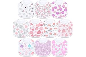 HAKOCHIA Waterproof Baby Bibs for Boys Girls, Super Soft and Absorbent 4-Layers Unisex Cotton Baby Bandana Bibs With Adjustable Snaps for Infants Newborn Feeding, Teething, Drooling,3-36 Months 10-Pack