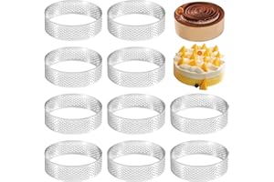 Roundsky Lot de 10 anneaux ronds à gâteau avec trous en acier inoxydable 7 cm