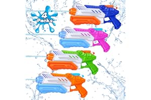 RONSTONE 4-Pack Vattenpistoler för Barn och Vuxna – 300 ml Kapacitet Super Vattenpistol, 25–30 ft Räckvidd, Sommar Utomhus Pool Trädgård Fest Lek för Pojkar och Flickor