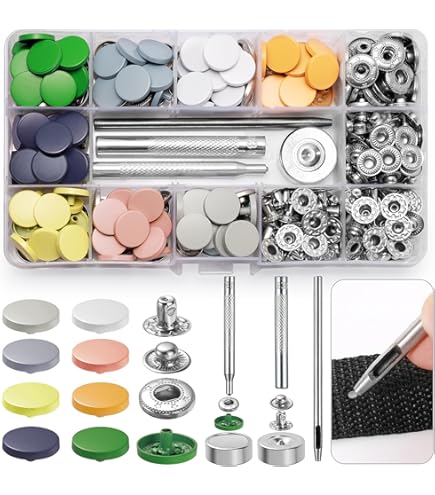 Lot De 5 Boutons Pression En Acier - Nickel Noir - 3 Tailles