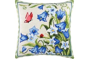 ‎BRVSK Brvsk Glockenblumen. Stickerei Set. Dekokissen 16×16 Zoll. Bedruckter Wandteppich, europäische Qualität