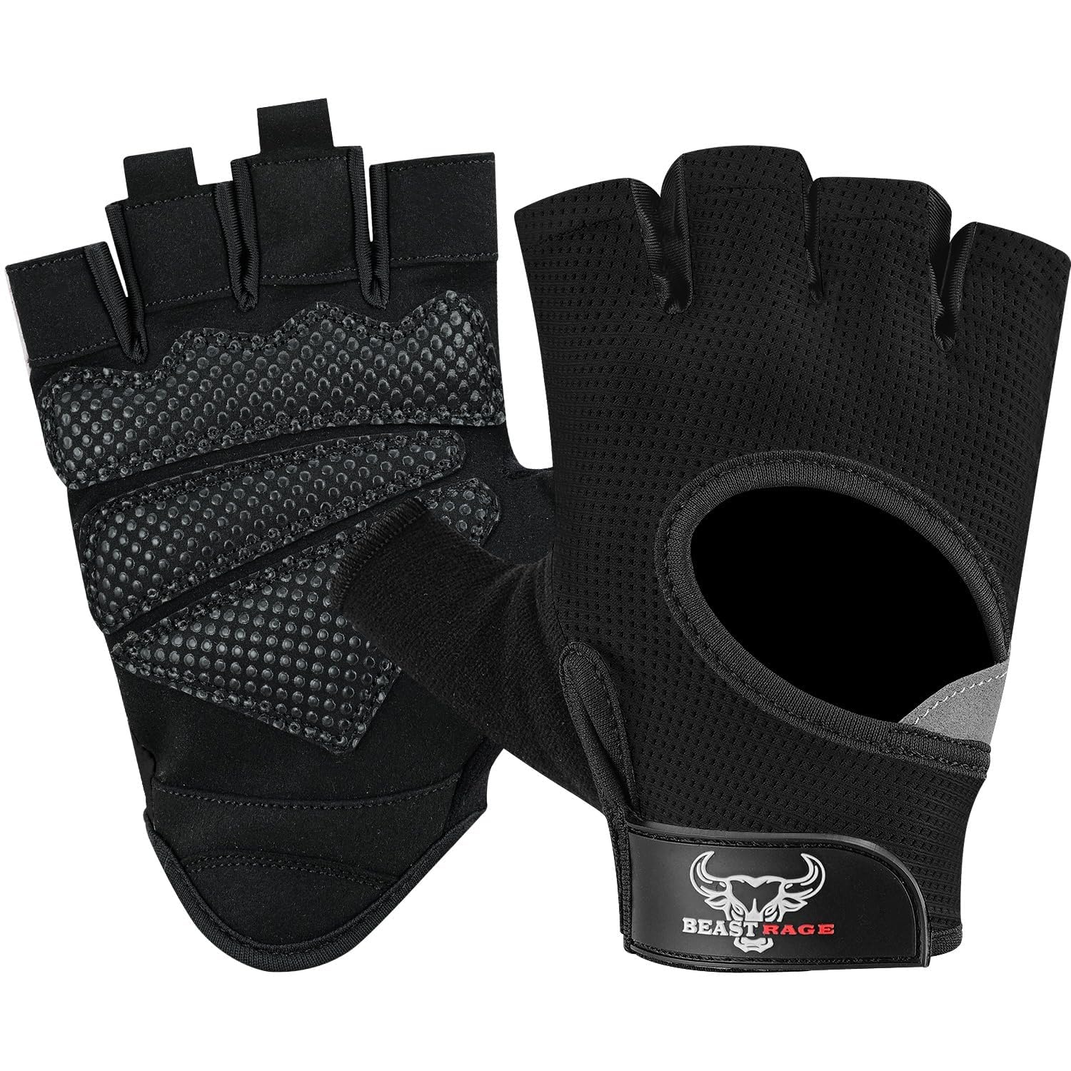 Beast Rage Guantes de Fitness parlevantamiento de Pesas para Hombres y Mujeres, Transpirables,Antideslizantes,Acolchados de Silicona,Guantes de Gimnasio Entrenamiento Ciclismo