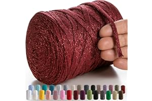 MeriWoolArt® Tejido de Macramé 10mm - 125m de Cordón de Macramé - Hilo de algodón de macramé metálico de Lurex - Tejido de macramé - Tejido de macramé de Pared DIY Dreamcatcher