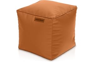 ‎GREEN BEAN Green Bean Sitzhocker aus Kunstleder - Pouf mit EPS Perlen Füllung - 40 x 40 cm - perfekte Ergänzung zum Sitzsack - Sitzwürfel Sitzkissen Hocker Fußhocker - Cognac