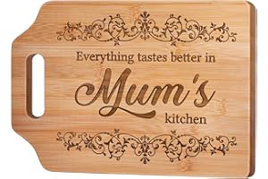 Giftasy Gifts for Mum, Mum Christmas Birthday Gifts - Handmade Engraved Bamboo Cutting Board, Mum Gifts from Daughter Son, Kitchen Presents for Mum on Christmas Mothers Day