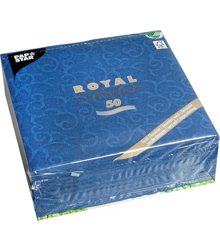 PAPSTAR Lot De 50 Serviettes Royal Collection Turquoise 40x40cm - Pliées 1/4 Aspect Tissu Premium