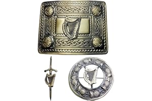 IMPERIAL KILT PRODUCTS Szkocki kilt klamra do paska antyczne wykończenie, szpilka do kiltu ostu, przypinka z głową jelenia i broszki szal, pasek do kiltu z klamrą węzeł celtycki