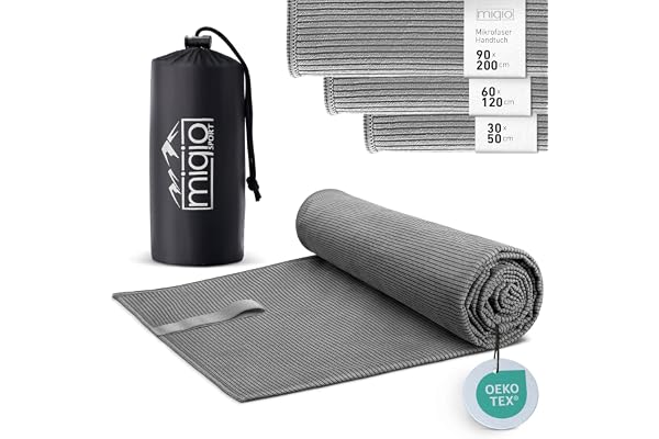 Miqio Sport | Mikrofiberhandduk med struktur | Ultralätt och snabbtorkande | 60 x 120 cm