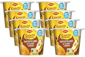 ‎MAGGI MAGGI 5 Minuten Terrine Kartoffelbrei: Fleischklößchen, leckeres Fertiggericht mit Rindfleisch, Instant Kartoffel-Püree, Kartoffel-Snack, 8er Pack (8 x 46g)