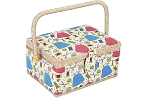 Oumefar Boîte à Couture boîte de Rangement Domestique Panier en Tissu Artisanat Aiguille Fil étui Outil de Couture(Vert) Basket