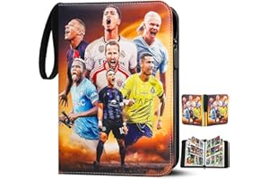 Football Cards Scrapbook, 9 Compartments, 50 Pieces, Page Trading Cards, Album, Collector's Folder for up to 900 Cards, Large Collector's Book with Zip for Playing Cards, Sports Cards, Ninjago, TCG