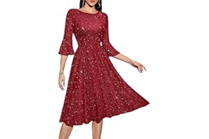 HomRain Women 3/4 Sleeve Elegant Formal Dress for Cocktail Classy Fall/Winter Christmas Church Work Dress