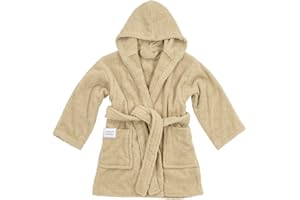 Accappatoio Meyco in spugna liscia per bambini (accappatoio per bambini in 100% cotone, meravigliosamente morbido, di alta qualità, assorbe l'umidità, taglia: 98/104), sabbia