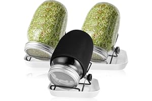 Jokisa Sprossenglas 3er Set, 1000ml Keimglas für Sprossen mit Deckeln und Haltern Verdunklungshüllen und Schalen, Sprossengläser für die Sprossenzucht und Keimung von Samen