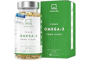 AAVALABS Omega 3 Vegan ad Alta Efficienza [1500 mg] Omega3 con 600mg DHA e 300mg EPA per Dose Giornaliera - Integratore Omega 3 da Olio di Alghe Vegetale Puro Sostenibile - 90 Capsule Liquide