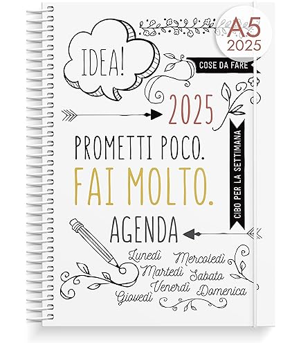 Agenda 2025 A5 - Planner Settimanale Con Copertina Rigida Blu