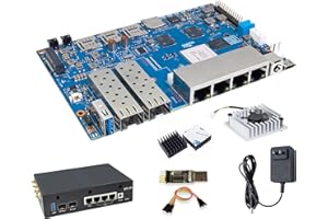 WAYPONDEV Banana Pi BPI-R4 WiFi 7 bezprzewodowy dwupasmowy router WiFi płyta OpenWRT, z MediaTek MT7988A (Filogic 880) SoC, obsługa 2X 10GbE SFP i 4X GbE Gigabit Ethernet dla NAS Smart Home Gateway (Bundle2)
