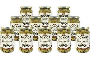 DCOOP Olivas - Aceitunas Verdes Ecológicas Deshuesadas, Textura Firme, Sabor Intenso y Natural, Ideal para Ensaladas y Aperitivos, Apto para Niños, Pack 12 x 170 g