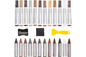 ‎SEISSO SEISSO Holz Reparaturset, Möbel Reparatur Holzmarker, 27 Stück Reparatursätze für Möbel kratzen, Zerkratzte Holzböden, Tische aus Holz, Möbel Marker, Möbelreparaturstift und Wachsstifte mit Spitzer