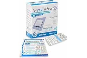 DR.KUECHLER MEDICAL FORYOURSAFETY Wundpflaster wasserfest, Grössen 6x7, 10x10cm, 10x15cm, 10x20cm, sensitiv, Schützen bei Schnittwunden & Kratzern, Pflaster einzeln verpackt, Größe:10x10cm (25er Pack)