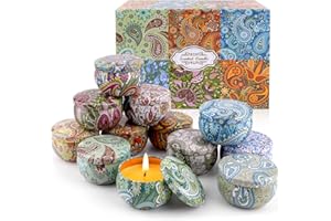 LDUMODUW 12 Candele Profumate, 100% cera di soia naturale set candela profumate, candele regalo per aromaterapia festa della mamma stress da rilassamento