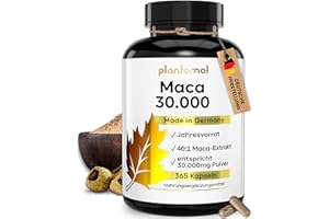 ‎PLANTOMOL 30.000mg pro Kapsel - 365 Maca Kapseln hochdosiert - 750mg Maca-Extrakt 40:1 = 30.000mg Maca-Pulver - 1 Kapsel/Tag - Jahresvorrat