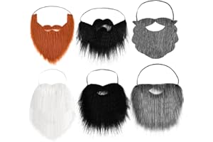 Forbabe 6 Stück Gefälschte Bärte mit Verstellbarem Halloween Schnurrbärte Lustiger Künstlicher Bart Zubehör Falscher Kostüm Whisker für Halloween Party Weihnachtsfeier