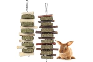 Xinzistar 2 Pièces Jouets à Mâcher pour Petits Animaux Lapins Hamsters Chinchillas Cobayes Cochons d'Inde Branches de Pommier Naturel