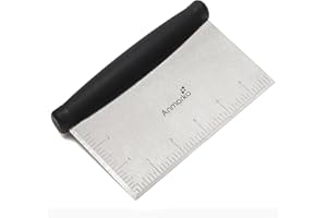 ANMARKO Stainless Steel Metal Griddle Scraper Chopper - Great as Dough Cutter for Bread and Pizza Dough - Multipurpose Kitchen Utensil for Flat Top Griddle - Commercial Quality