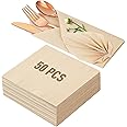 Gezond Compostable Napkins 50 Count Unbleached Recyclable Lunch Napkins 13"x13" 2-ply Eco-friendly Paper Napkins Soft And Absorbent Disposable Bamboo Napkins for Kitchen, Party, Wedding