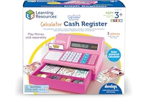 Learning Resources Pretend & Play Pink Calculator Cash Register, Ages 3+, Kids Cash Register Toy, Develops Maths & Money Skills