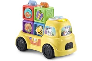VTech Baby Pop-a-Block Truck, Interactive Learning Toy, Sensory Toy, Develops Motor Skills, Teaches Numbers, Shapes and Textures, Suitable for Ages 6, 9, 12 Months Plus, English Version