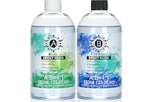 SHIIYYU 1300ml Résine Époxy Transparente – Ultra Claire Résine Autonivelante et Durcisseur, Anti-Jaunissement, sans Bulles– pour Les Bijoux, River Table, Revêtements et Décorations DIY