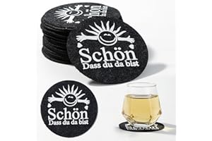 XIAONIU 40 Stück Bierdeckel Untersetzer Filz, Schön DASS du da bist rund 10,4cm für Hochzeit Gartenparty Geburtstag Tisch Deko (grau)