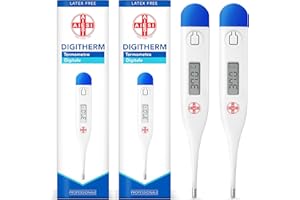 AIESI® Termometro Digitale professionale per febbre in adulti e bambini DIGITHERM (Confezione da 2 pezzi), Risultato in 1 MINUTO, Garanzia Italia 24 mesi