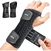 Rakiie 2 x Wrist Splints for Carpal Tunnel, Adjustable Night Support with 3 Metal Splints, No Thumb Pressure, Unisex for Left