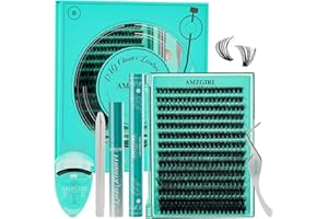 AMZGIRL LASH Zestaw do przedłużania rzęs 280 sztuk, DIY pojedyncze rzęsy zestaw do rzęs, narzędzie do aplikowania rzęs do fałszywych rzęs zestaw kiści rzęs (Blues 80D, D-Mix Kit 8-16mm)