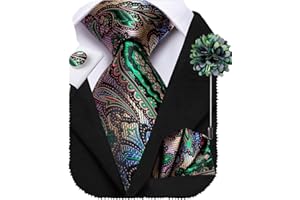 Hi-Tie Silk Men's Tie and Pocket Square Cufflinks Lapel Pin Set Jacquard Wedding Business Necktie for Formal