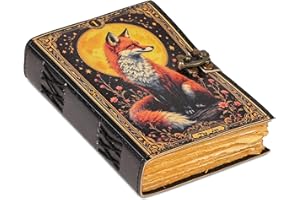 ‎HANA EXPORTS HANA EXPORTS Handgefertigtes Fuchs-Zauberbuch aus Leder | Vintage-Buch der Schatten, Tagebuch & Grimoire – ideales Geschenk für Schriftsteller, Künstler und Liebhaber einzigartiger Leder-Tagebücher