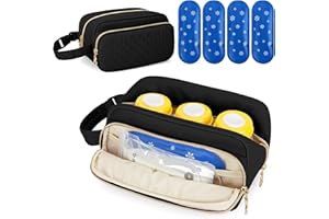 DAMERO enfriadoro Bolsa Enfriadora de Leche Materna con 4 Bolsas de Hielo, Enfriador de Biberones y Viaje para Madres Lactantes, Negro