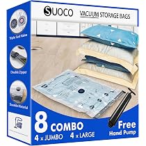 Vakuum-Reisebeutel Set – 6 Stück (2x S, 4x XS) Inkl. Handpumpe, Platzsparend Für Kleidung & Decken, Wasserdicht
